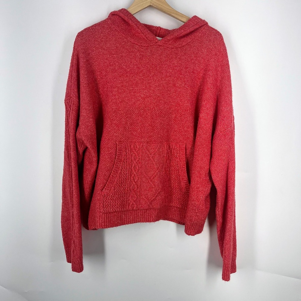 Cabi Women's Sidekick #4473 Knit Hoodie Cable Pocket‎ Pullover Sweater Size XL
